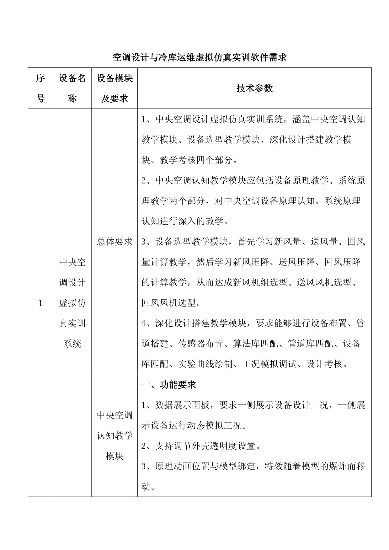 空调设计与冷库运维虚拟仿真实训软件需求